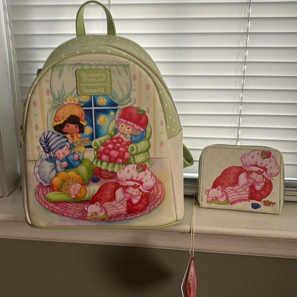 NWT lounge strawberry shortcake backpack and wallet set